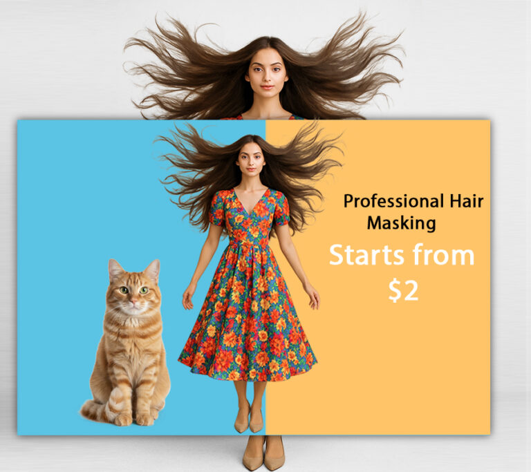 Hair and fur masking service for detailed photo editing” “Professional hair masking in Photoshop for fashion photos” “Fur masking service for pets, apparel, and product images” “High-quality hair and fur masking for e-commerce photography” “Photo editing with precise hair and fur masking technique”