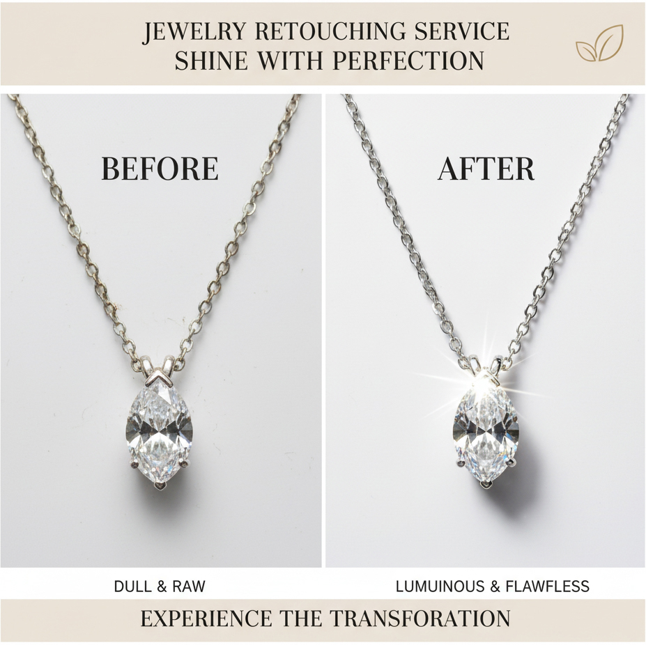 Professional jewelry retouching service for flawless shine” “High-end jewelry photo retouching to enhance brilliance” “Jewelry retouching service for e-commerce and catalogs” “Expert jewelry image editing for sparkle and perfection” “Polished jewelry retouching for diamond and gold accessories”