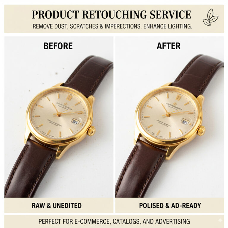 Professional product retouching service for e-commerce images” “High-quality photo retouching to enhance product details” “Clean and polished product photo retouching for online stores” “Product retouching service to improve color, texture, and clarity” “E-commerce product image enhancement with expert retouching”